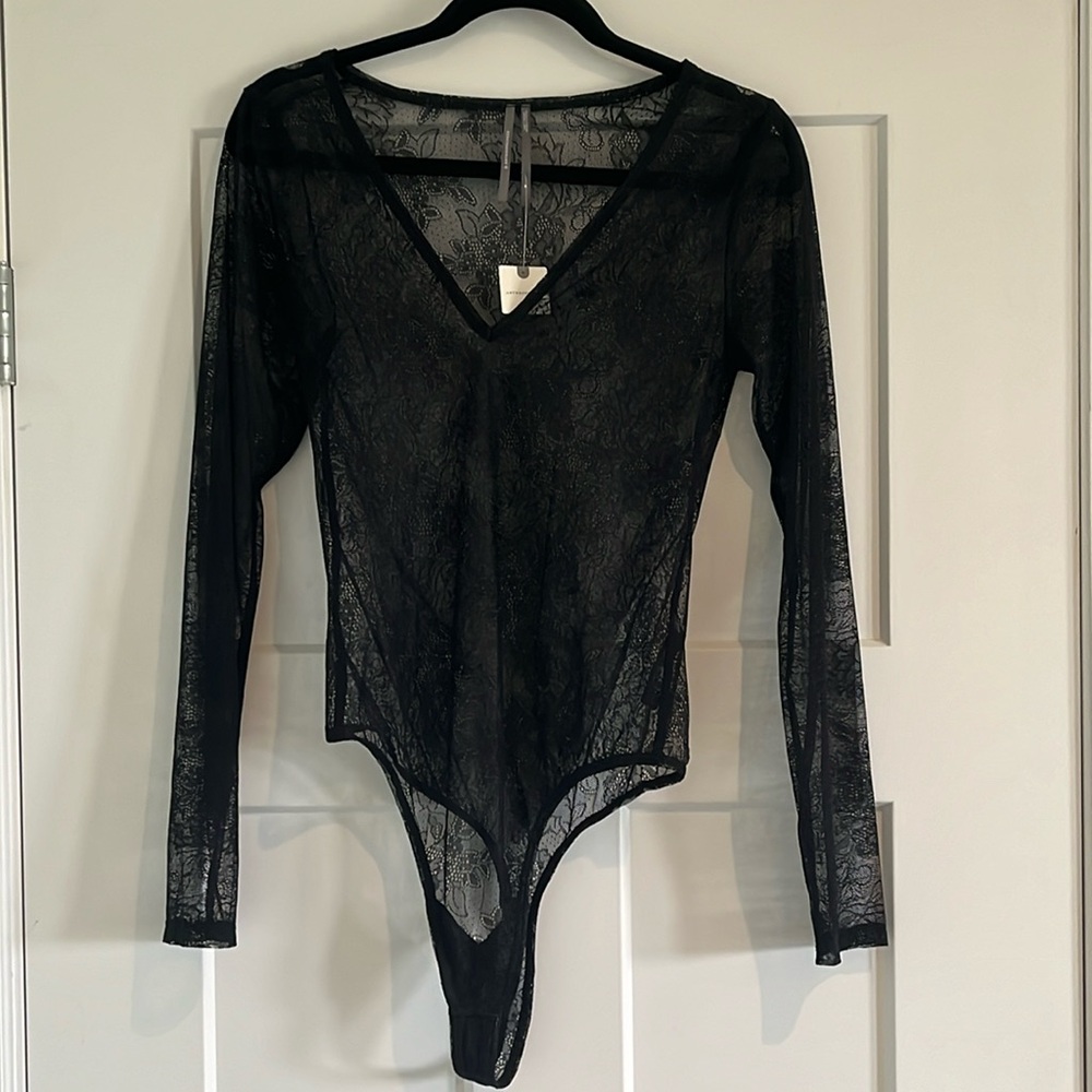Anthropologie Black Lace Bodysuit NWT